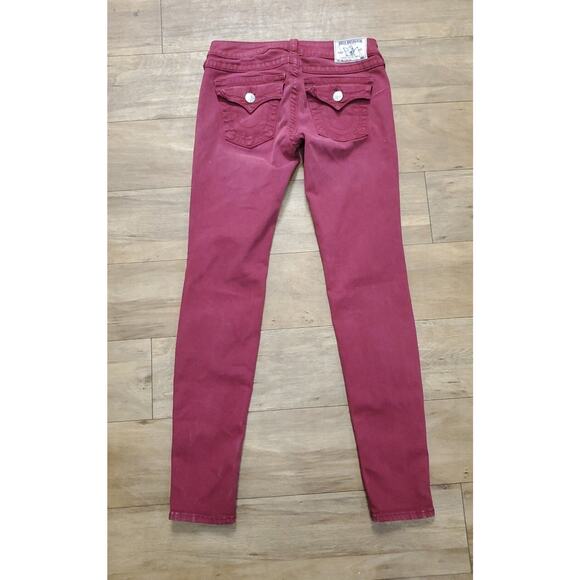 True Religion World Tour Burgandy Jeans Size 28X30 Made USA 🇺🇸 - Picture 5 of 7